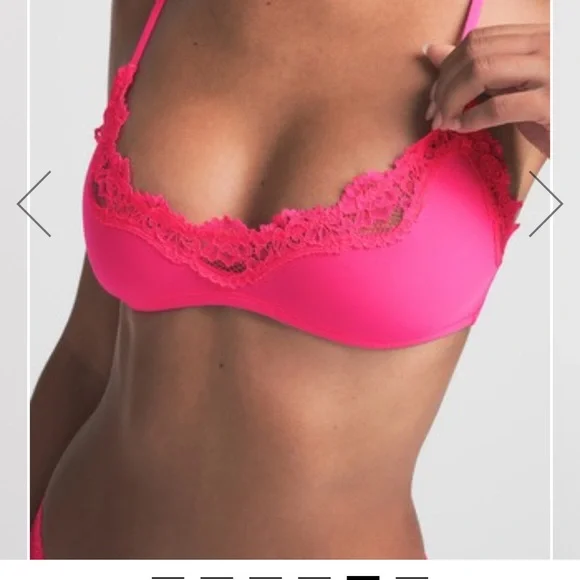 Pink Lace Trim Bralette - Women's Intimates - Picture 5 of 6